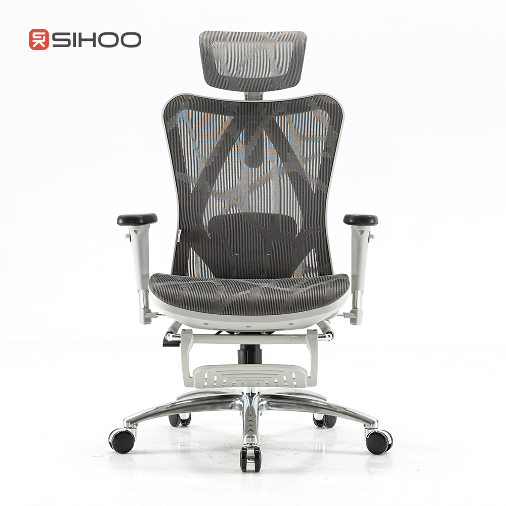 כסא מנהלים - דגם SIHOO M57B Light Gray Footrest