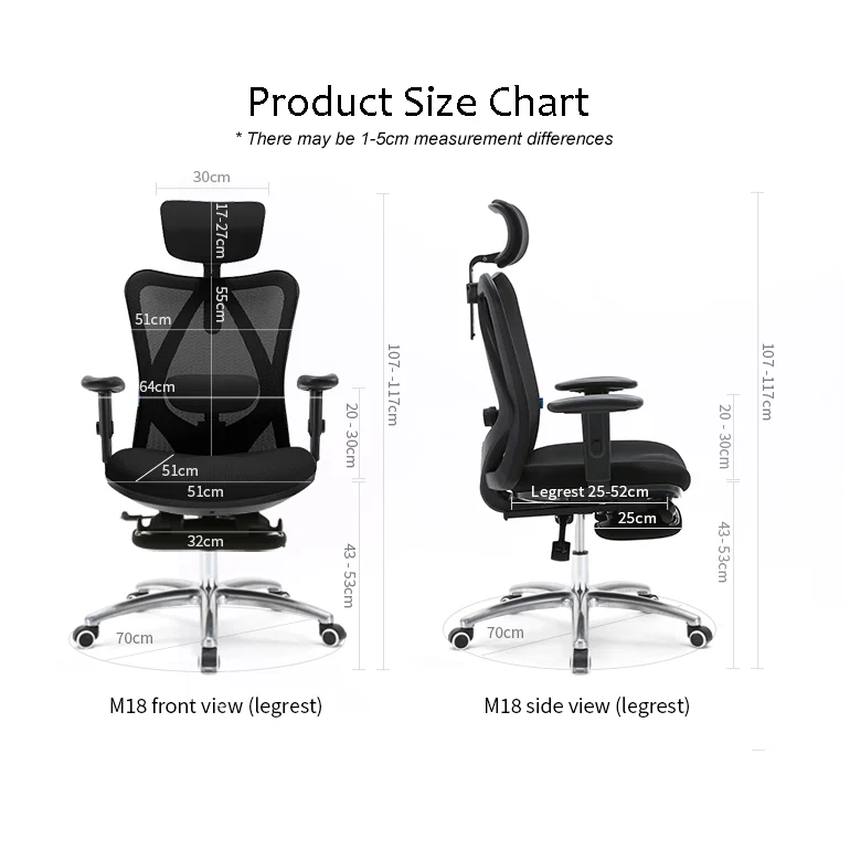 מפרט מידות — SIHOO M18B Footrest